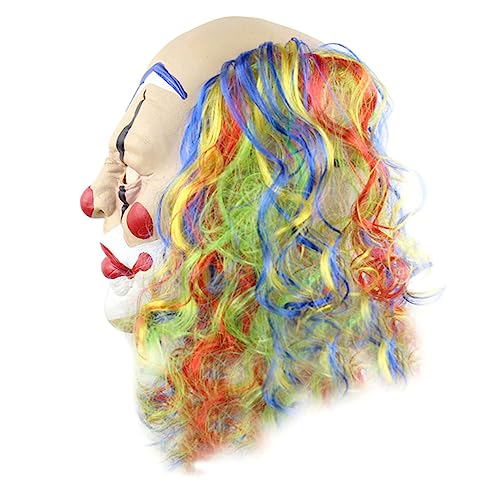 ERINGOGO Gruselige Clownmaske Buntes Lockiges Haar Glatze Für Halloween-partys Und Cosplay von ERINGOGO