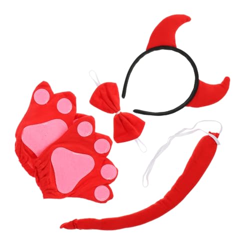 ERINGOGO Cosplay Kuhhörner Set Teiliges Festival Kostüm mit Stirnband Fliege und Handschuhen Leichtes Weiches Material Wiederverwendbar für Halloween Maskenball und Tanzshows von ERINGOGO