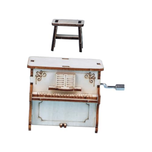 ERINGOGO DIY Holz musikspieluhr Bausatz Handkurbel Klaviermodell Kreatives Lernspielzeug Dekoratives Ornament für Jungen und Mädchen von ERINGOGO