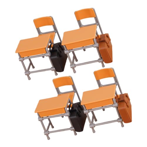 ERINGOGO Dollhouse Classroom Miniature Plastic School Furniture Accessories Tische Stühle Rucksäcke Tragbar Lernspielzeug von ERINGOGO
