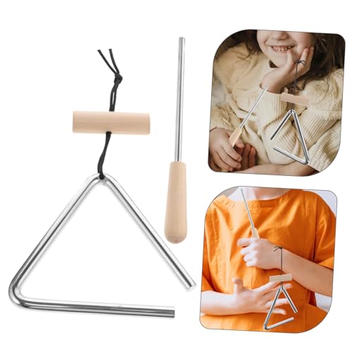 ERINGOGO Eisernes Dreieck Percussion Instrument mit Holzgriff Kindgerechtes Musikspielzeug Langlebig und Sicher Klarer Fördert Musikalische Früherziehung und Koordination von ERINGOGO