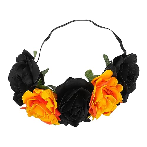 ERINGOGO Elastisches Halloween Rosenblüten Haarband Damen Blumenkranz Stirnband für Karneval Festival Kostüm Haarschmuck Schwarz Orange ERINGOGO Elastisches Halloween Rosenblüten Haarband Damen Blumenkranz Stirnband für Karneval Festival Kostüm Haarschmuck Schwarz Orange von ERINGOGO