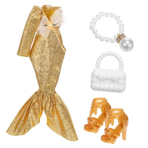 ERINGOGO Elegantes Puppenkleid mit Glitzereffekt Teiliges Abendkleid für Puppen Handtasche Halskette und Schuhe Fördert Kreativität und Stilvolles Spiel ERINGOGO Elegantes Puppenkleid mit Glitzereffekt Teiliges Abendkleid für Puppen Handtasche Halskette und Schuhe Fördert Kreativität und Stilvolles Spiel von ERINGOGO