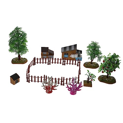 ERINGOGO Farm Modell Deko Detailreiches DIY Bauernhaus Miniatur Leichtes Material Realistische Landschaft mit Haus Obstbäumen und Zaun Lernspielzeug für Ab Jahren von ERINGOGO
