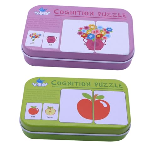 ERINGOGO Frühpädagogisches Puzzle spielset mit Lernkarten für Kleinkinder Farbenfrohe Früchte Alltagsgegenstände Spielerisches Erkennen Kognitives Lernen Sicher Langlebig Geeignet Ab Jahr von ERINGOGO