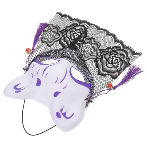 ERINGOGO Fuchs Maske Masken Halloween-dekorationsmaske Halloween-hundekopfmaske Halloween-maske Wolfsmaske Fuchs Halbgesichtsmaske Mittelalterlicher Mantel Karneval Fuchs Violett Polyester von ERINGOGO