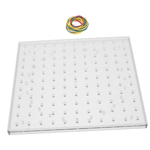 ERINGOGO Geoboard Lernspielzeug Transparent mit Bunten Gummibändern Doppelseitiges Nagelbrett für Grundschüler Pädagogisches Mathe Tool zur Mathematischer Denkfähigkeiten von ERINGOGO