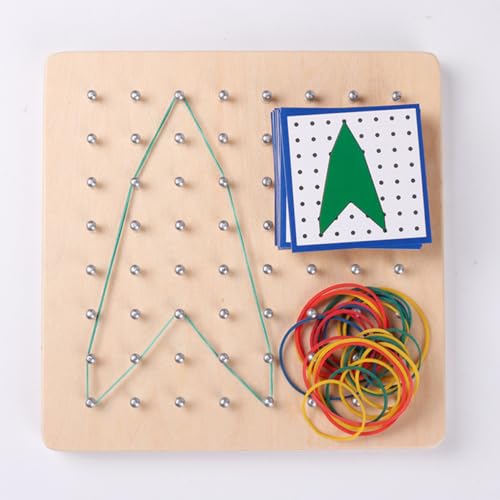 ERINGOGO Geometrisches Nagelbrett Montessori Lernspielzeug aus Eukalyptusholz für Feinmotorik und Kognitive Entwicklung Ab Jahren Kreatives Pädagogisches Puzzle zur Formenerkennung von ERINGOGO