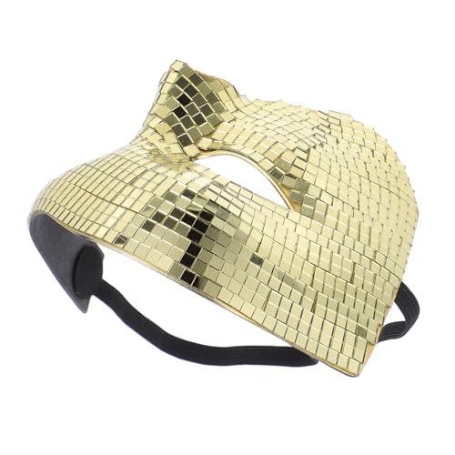 ERINGOGO Glänzende Disco Halbgesichtsmaske Goldener Spiegel Maskerade Halloween Party Dj Kostüm für Damen Herren von ERINGOGO