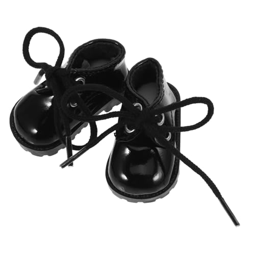 ERINGOGO Glänzende Miniatur Puppenschuhe aus Strapazierfähigem Material Schwarze Spielzeugschuhe für Puppen als Dekoration und Zubehör für Puppenhäuser von ERINGOGO