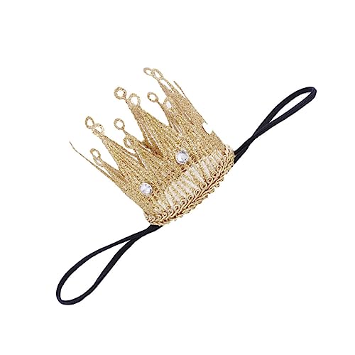 ERINGOGO Goldene Krone Stirnband Elastisches Tiara Kopfband für Mädchen Jungen Babygeburtstag Party Fotorequisite Komfortables Accessoire für Taufe Babyparty von ERINGOGO
