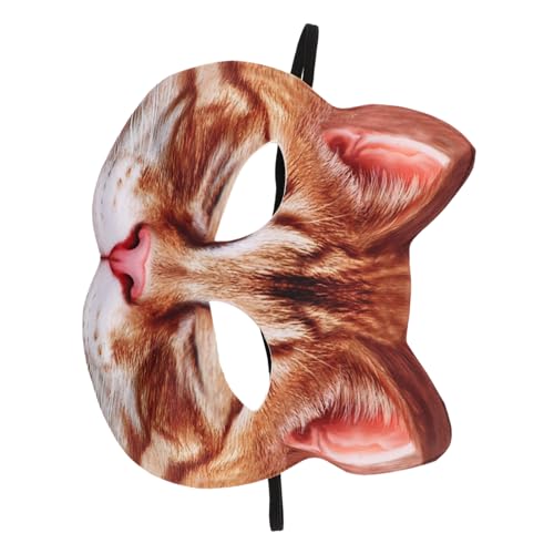 ERINGOGO Halbgesichts Katzenmaske für Erwachsene Leichte Cosplay Tiermaske mit Realistischen Katzenmerkmalen Verstellbar für Halloween Maskenball und Kostümparty von ERINGOGO
