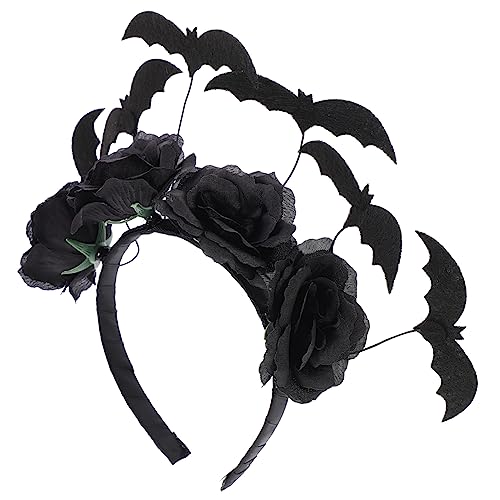 ERINGOGO Halloween Haarreif Fledermaus mit Blumen Hautfreundlich Sicherer Halt Verstellbar Modisches Halloween Accessoire für Erwachsene Passend für Kostümpartys und Maskeraden von ERINGOGO
