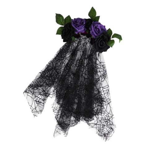 ERINGOGO Halloween Haarreif Totenkopf mit Blume Leichter Bequemer Haarschmuck für Cosplay Party und Festival Einzigartiges Schwarzes Halloween Accessoire für Damen und Mädchen von ERINGOGO