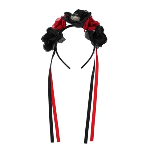 ERINGOGO Halloween Haarreif mit Roter Rosenblume und Schädelkopf Kreativer Party Kopfschmuck für Damen für Halloween Tag der Toten und Karneval Passendes Accessoire für Kostüm und ERINGOGO Halloween Haarreif mit Roter Rosenblume und Schädelkopf Kreativer Party Kopfschmuck für Damen für Halloween Tag der Toten und Karneval Passendes Accessoire für Kostüm und von ERINGOGO