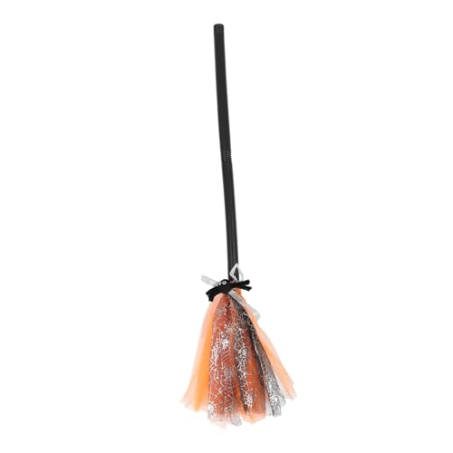 ERINGOGO Halloween Hexenbesen Cosplay Besenstab mit Abnehmbarem Orangefarbenem Stiel Langlebiges Kostümzubehör für Halloween Party Karneval und Verkleidung von ERINGOGO