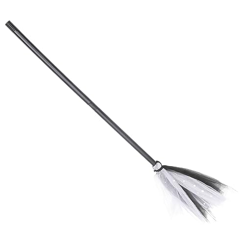 ERINGOGO Halloween Hexenbesen Cosplay Requisite Für Abnehmbarer Glitzerbesen Für Halloween Dekoration Und Kostümparty Weiße Pailletten von ERINGOGO
