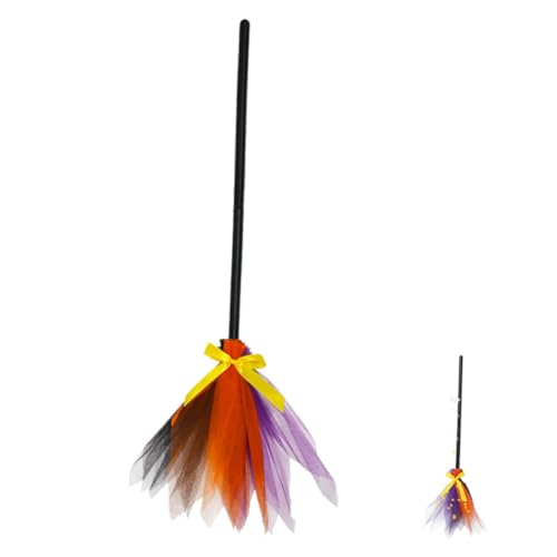 ERINGOGO Halloween Hexenbesen Deko Buntes Garn Kostüm Requisit für Halloween Party Cosplay Sicher Wiederverwendbar und Stoff Material Kreative Gestaltung für Veranstaltungen und Gruselige von ERINGOGO