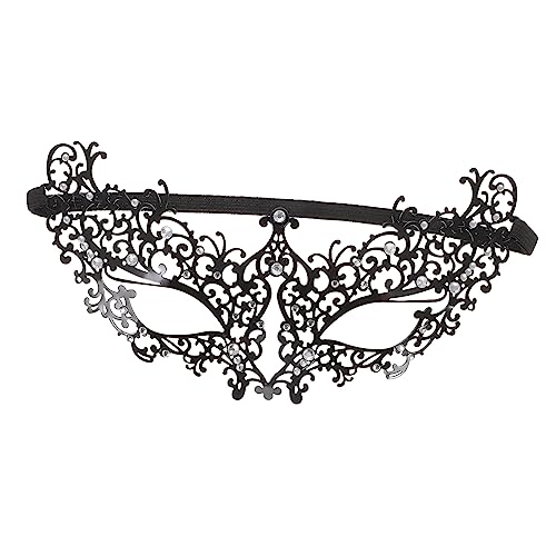 ERINGOGO Halloween Party Metall Halbgesichtsmaske Weißer Strass Damen Dekorative Eisenkunst Maske für Kostümfest von ERINGOGO