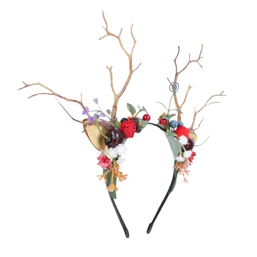 ERINGOGO Halloween Rentier Geweih Haarreif Damen Cosplay Haarband mit Beeren und Festival Haarschmuck Party Zubehör ERINGOGO Halloween Rentier Geweih Haarreif Damen Cosplay Haarband mit Beeren und Festival Haarschmuck Party Zubehör von ERINGOGO