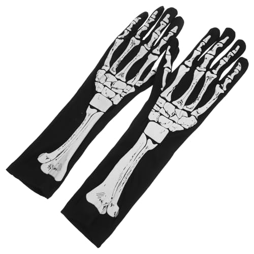 ERINGOGO Halloween Skelett Handschuhe Lang Elastisch und Bequem Unisex Cosplay Zubehör für Party Vielseitige Horror Handschuhe für Halloween Deko und Kostüm Leicht Anzuziehen Langlebig und von ERINGOGO