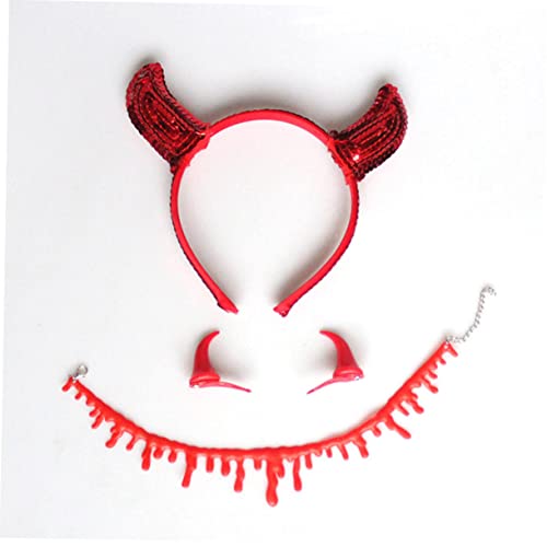 ERINGOGO Halloween Teufel Kostüm Set Teilig mit Teufelshörner Stirnband Haarclips Halsband und Rotes Accessoire für Karneval Party Cosplay und Kostümpartys ERINGOGO Halloween Teufel Kostüm Set Teilig mit Teufelshörner Stirnband Haarclips Halsband und Rotes Accessoire für Karneval Party Cosplay und Kostümpartys von ERINGOGO
