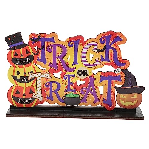 ERINGOGO Halloween Tischschild Dekoration Aus Holz Trick Oder Treat Deko Für Halloween Party Wiederverwendbar Und Leicht Für Innenräume von ERINGOGO
