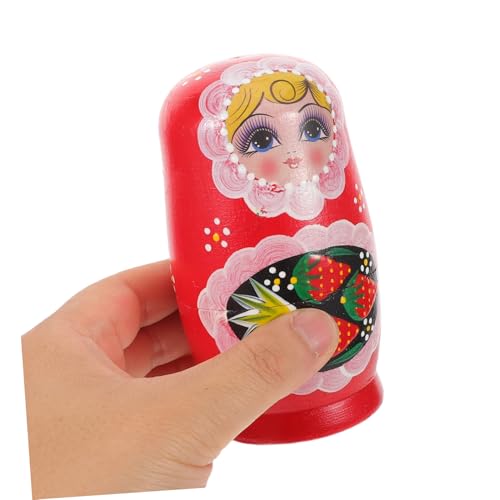 ERINGOGO Handgefertigtes Holz Matroschka Set Handbemalte Russische Nesting Dolls Erdbeer Mädchen Bunte Stapelpuppe für Tischdekoration und Sammler Langlebige Holzfigur ERINGOGO Handgefertigtes Holz Matroschka Set Handbemalte Russische Nesting Dolls Erdbeer Mädchen Bunte Stapelpuppe für Tischdekoration und Sammler Langlebige Holzfigur von ERINGOGO