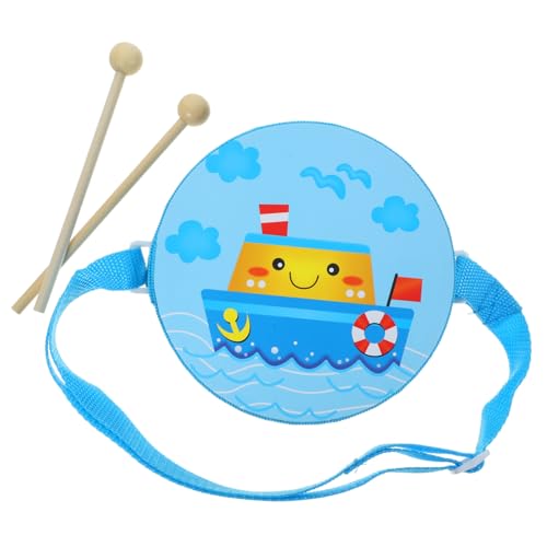 ERINGOGO Handtrommel Set Percussion Instrument Holz Kunststoff Langlebig mit Trommelstöcken für Musikfestivals Aufführungen Partys Pädagogisch Geeignet Tragbar Blaues Schiff Design von ERINGOGO