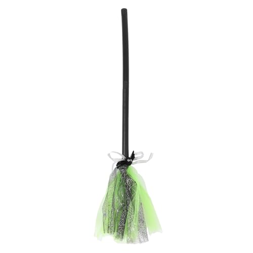 ERINGOGO Hexenbesen Halloween Cosplay Zubehör Abnehmbar Robust Silber Grüner Zauberbesen Einheitsgröße Langlebig für Kostüm Maskerade Karneval Halloween Party Dekoration von ERINGOGO