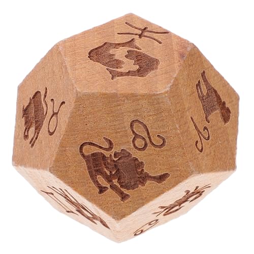 ERINGOGO Hölzerne zwölf Zodiac -Würfel Zubehör Würfel polyedrische Würfel Würfelspiel Leere Würfel Tischbrettspiel Würfel mehrseitige Glückswürfel mehrseitige Würfel von ERINGOGO