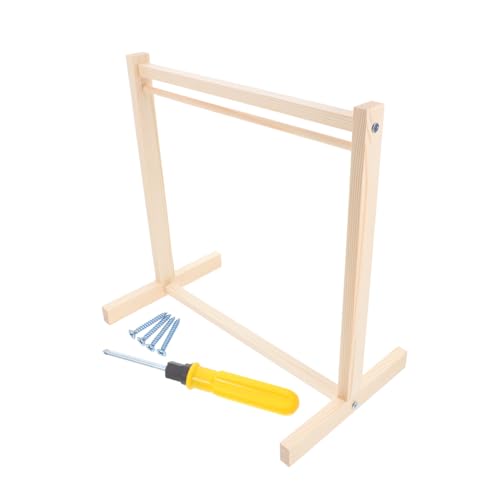 ERINGOGO Holz Puppenkleiderständer Miniatur Kleiderbügel Einlagig Mit Schraubwerkzeug Stabiler Puppenschrank Organizer Für Dollhouse Zubehör Shower von ERINGOGO