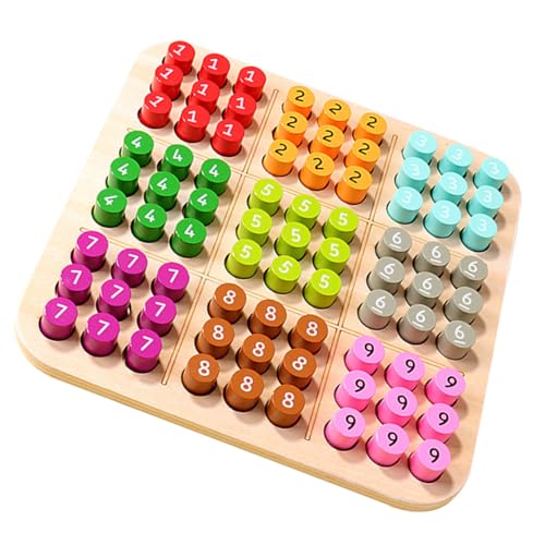 ERINGOGO Holz Sudoku für Lernspiel mit Steckspiel und Zahlen Tragbares und Logikspiel zur Konzentration und Intelligenzförderung Kompakt und Leicht von ERINGOGO