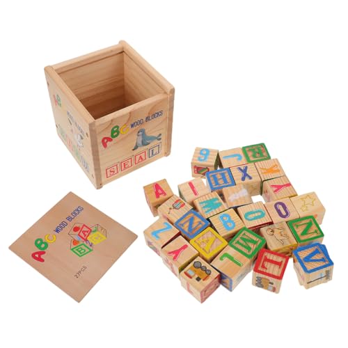 ERINGOGO Holz-bausteine Alphabet und Zahlen Lernspielzeug aus Natürlichem Holz für Kleinkinder Vorschule Montessori Pädagogisch Sensorisch Bauklötze von ERINGOGO