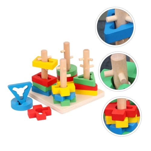ERINGOGO Holzbauklötze Pädagogisches Steckspiel Geometrische Formen Lernspielzeug Motorische Entwicklung für Jungen Mädchen Ab Jahr Geeignet von ERINGOGO