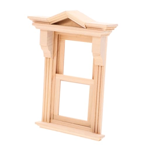 ERINGOGO Holzfenstermodell Zubehör Mini-Hausfenster Puppenhausfenster zum Basteln winziger Fensterrahmen Puppenhaus Miniatur Fenster Requisite Mini-Fensterdekoration Mini Möbel hölzern von ERINGOGO