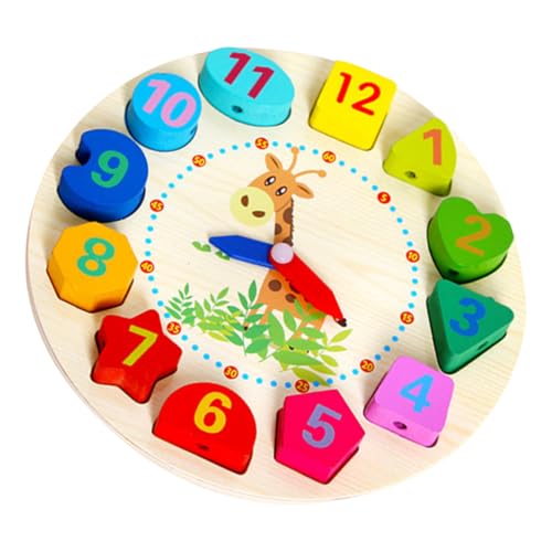 ERINGOGO Holzperlen Lernuhr für Kleinkinder Pädagogische Holz Uhr mit Zahlen Multifunktionale Perlenuhr zum Fädeln um Formen Farben und Zahlen Spielerisch zu Lernen Sicheres Naturholz ERINGOGO Holzperlen Lernuhr für Kleinkinder Pädagogische Holz Uhr mit Zahlen Multifunktionale Perlenuhr zum Fädeln um Formen Farben und Zahlen Spielerisch zu Lernen Sicheres Naturholz von ERINGOGO