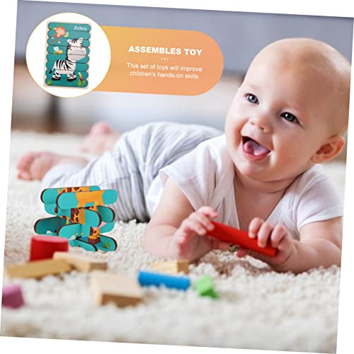 ERINGOGO Holzpuzzle Doppelseitiges Lernspielzeug mit Zebra und Giraffe Kreatives Steckpuzzle für Vorschulkinder Fördert Feinmotorik und Farberkennung von ERINGOGO