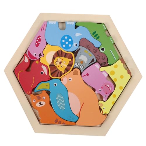 ERINGOGO Holzpuzzle Geometrische Tierformen Lernspielzeug für Kleinkinder Ab Jahren Sicheres Tierpuzzle mit Farb Formerkennung Fördert Feinmotorik und Kognition von ERINGOGO