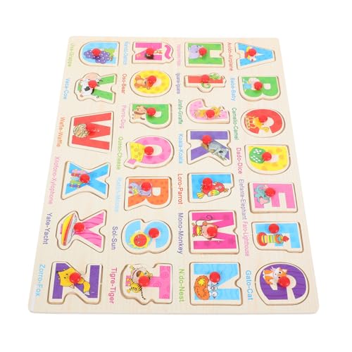 ERINGOGO Holzpuzzle Spanisches Alphabet und Zahlen Montessori Lernspielzeug für Kleinkinder Holzspielzeug Formensortierspiel zur Frühkindlichen Bildung und Hand Augen Koordination von ERINGOGO