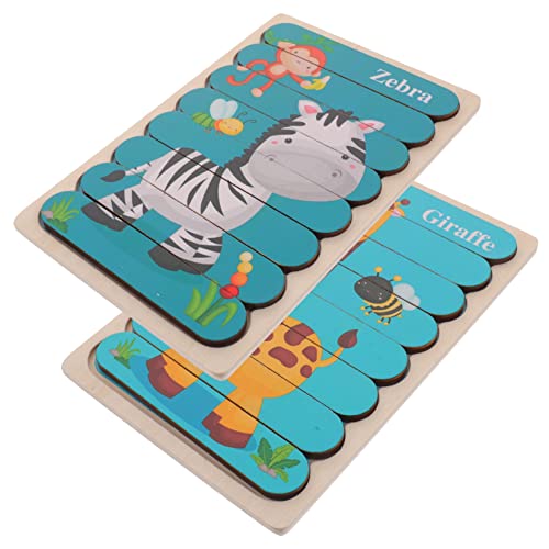ERINGOGO Holzpuzzle für Kleinkinder Teiliges aus Robustem Holz mit Tiermotiven Zebra und Giraffe Pädagogisches Lernspielzeug Feinmotorik und Hand Auge Koordination für Jungen und Mädchen von ERINGOGO