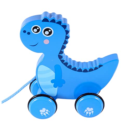 ERINGOGO Holzspielzeug Dinosaurier Nachziehtier Glatte Oberfläche Sicher für Junge Mädchen Robustes Ziehspielzeug für Kleinkinder Lernspielzeug für Krabbeln und Laufen Geeignet für Zuhause von ERINGOGO