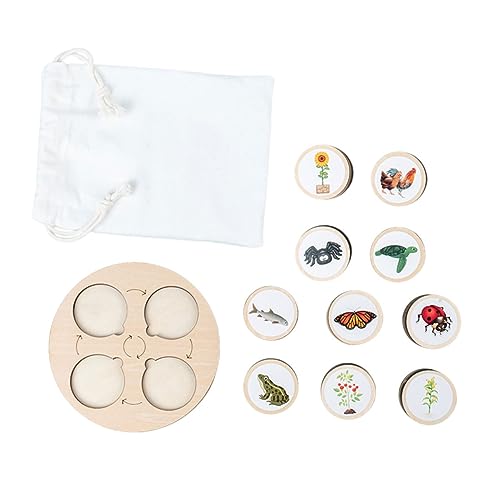 ERINGOGO Holzspielzeug Lebenszyklus Tiere Modell Lernspielzeug für Aufbewahrungstablett Pädagogisches Wachstumszyklus Tierfiguren für Vorschule Tragbar und Interaktiv für Zuhause und von ERINGOGO