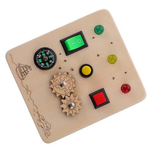 ERINGOGO Holzspielzeug Lernspielzeug mit Schalter und Licht Pädagogisches Fidget für Kleinkinder zur Motorischer Fähigkeiten Kreatives Frühkindliches Lernspielzeug von ERINGOGO