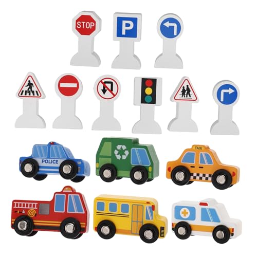 ERINGOGO Holzspielzeug Verkehrsschild Und Holzfahrzeuge Für Lernspielzeug Mit Verkehrszeichen Ideales Für Kleinkinder Fördert Die Motorischen Fähigkeiten ERINGOGO Holzspielzeug Verkehrsschild Und Holzfahrzeuge Für Lernspielzeug Mit Verkehrszeichen Ideales Für Kleinkinder Fördert Die Motorischen Fähigkeiten von ERINGOGO
