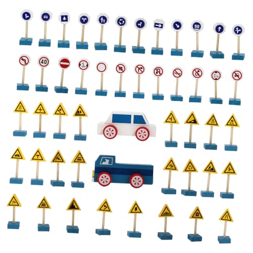 ERINGOGO Holzspielzeug Verkehrsschilder Realistisch Gestaltete Lernspielzeuge zur Sicheren Straßenverkehrserkennung für Vorschulkinder Pädagogisch von ERINGOGO