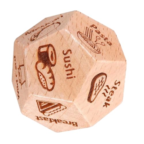 ERINGOGO Holzwürfel Food Decider Dice Langlebiges Küchen Gadget für Familienessen und Partyspiele Vielseitiger Essensentscheidungswürfel Dekoratives für Freunde Praktische Spielhilfe von ERINGOGO
