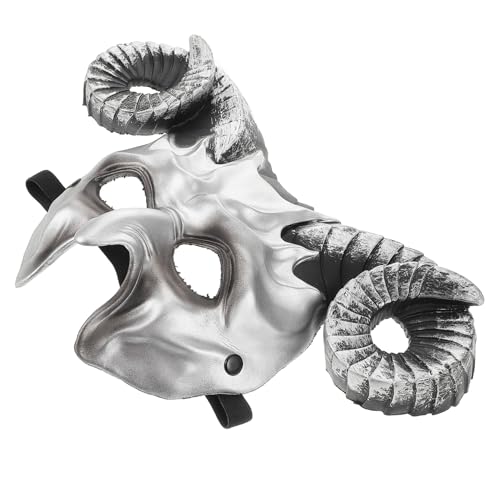 ERINGOGO Hornmaske Hörner Cosplay-maske Kostüm Gehörnt Maske Aus Ochsenhorn Halloween-maske Maskerademaske Knochenmaske Herren -halloween -maske Maskerade Masken Maskenprop Silber Plastik von ERINGOGO