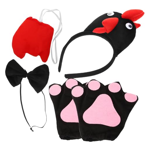 ERINGOGO Hühnerkostüm Set mit Stirnband Schleife und Handschuhen Niedliches Tierkostüm für Ostern Fasching Halloween Tierparty und Kindergeburtstag von ERINGOGO