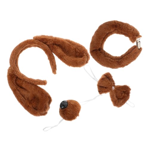 ERINGOGO Hundekostüm Für Haustiere Ohrstirnband Fliege Und Schnauze Requisite Für Partys Und Cosplay Braunes Kaninchen Design Für Kleine Hunde von ERINGOGO